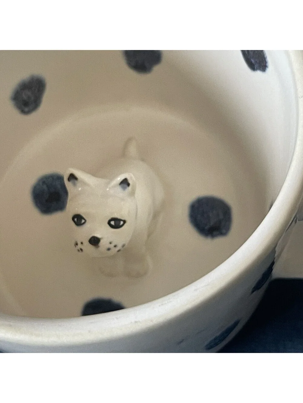 Anthropologie Coffee Mug Tea Cup Peeping Puppy Dog Figural Figurine Inside